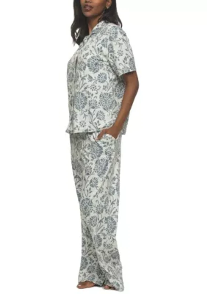 Josephine Short Sleeve Top w Pants Pajama Set