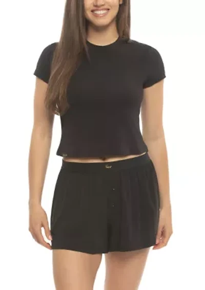 Lena Modal Linen Blend Tee w Boxer Shorts Set