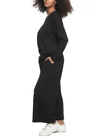 Kimora French Terry V-neck Sweatshirt w Wide Leg Pants Set