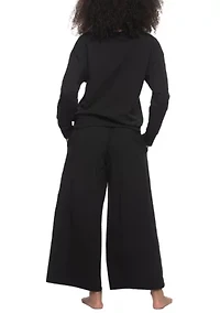 Kimora French Terry V-neck Sweatshirt w Wide Leg Pants Set
