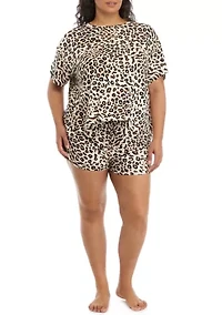 Plus Tulip Back T-Shirt and Shorts Pajama Set