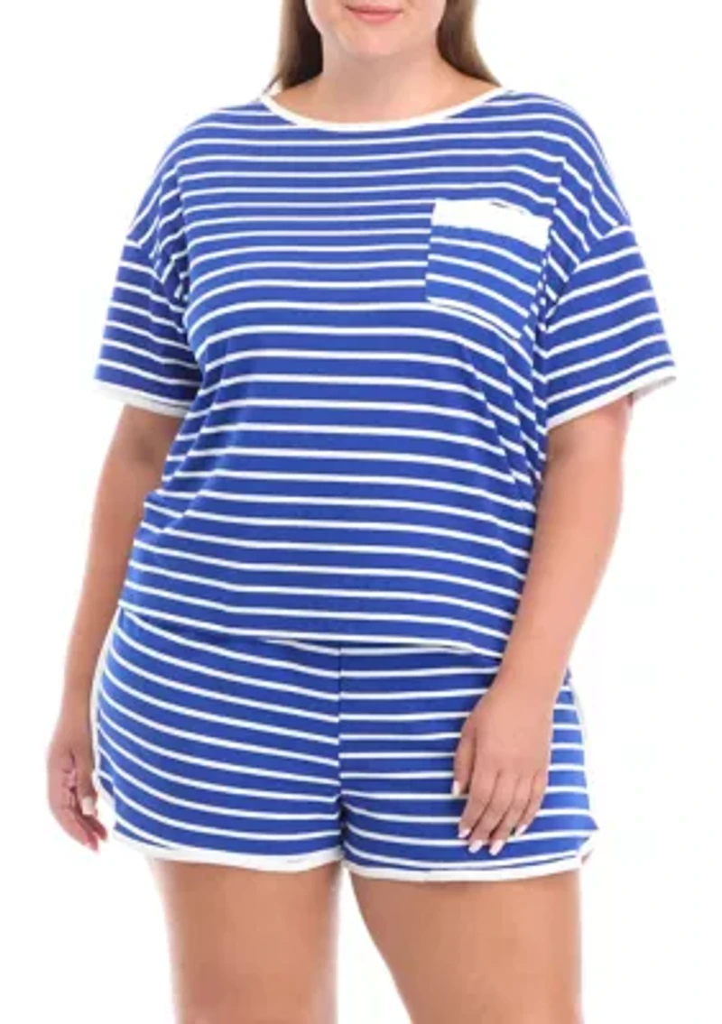 Plus Binding Detail T-Shirt and Shorts Sleep Set
