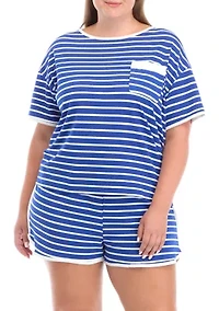 Plus Binding Detail T-Shirt and Shorts Sleep Set