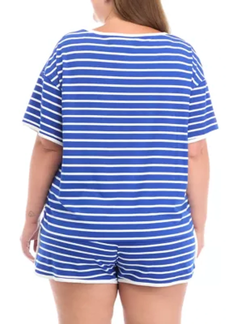 Plus Binding Detail T-Shirt and Shorts Sleep Set