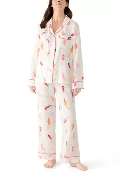 Women's Blue Bird Long Sleeve Pajama Pants Set