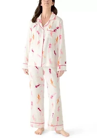 Women's Blue Bird Long Sleeve Pajama Pants Set