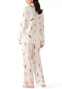 Women's Blue Bird Long Sleeve Pajama Pants Set