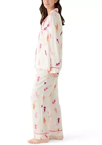 Women's Blue Bird Long Sleeve Pajama Pants Set