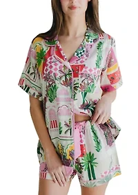 Women's Greco Garden Print Pajama Sat
