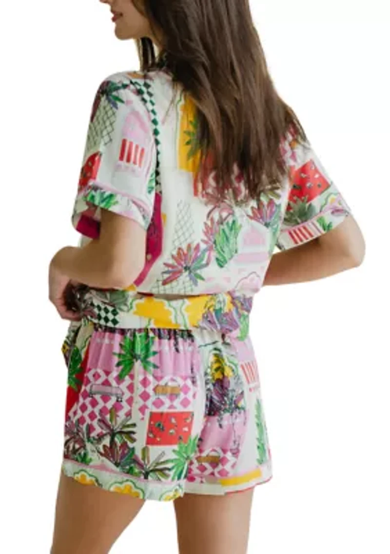 Women's Greco Garden Print Pajama Sat