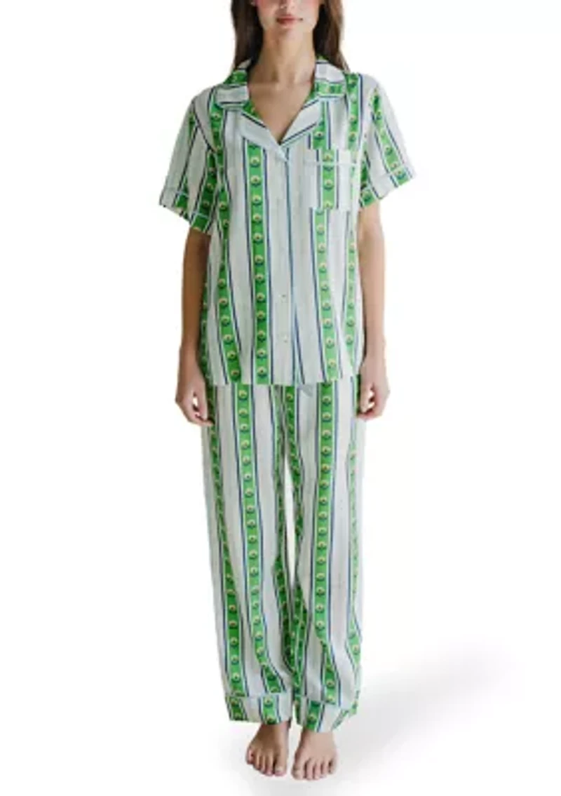 Women's Garden Striped Print Pajama Set