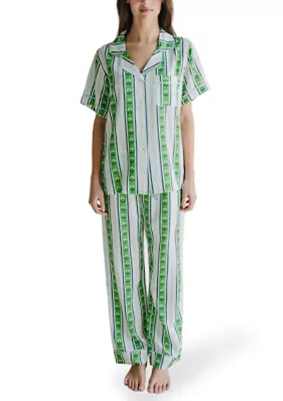 Women's Garden Striped Print Pajama Set