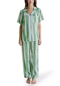 Women's Garden Striped Print Pajama Set