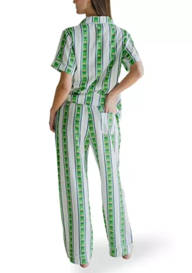 Women's Garden Striped Print Pajama Set