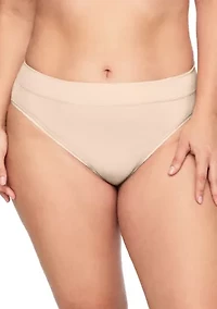 Women's No Pinching, Problem Dig-Free High Waist Ribbed Hi-Cut Panty