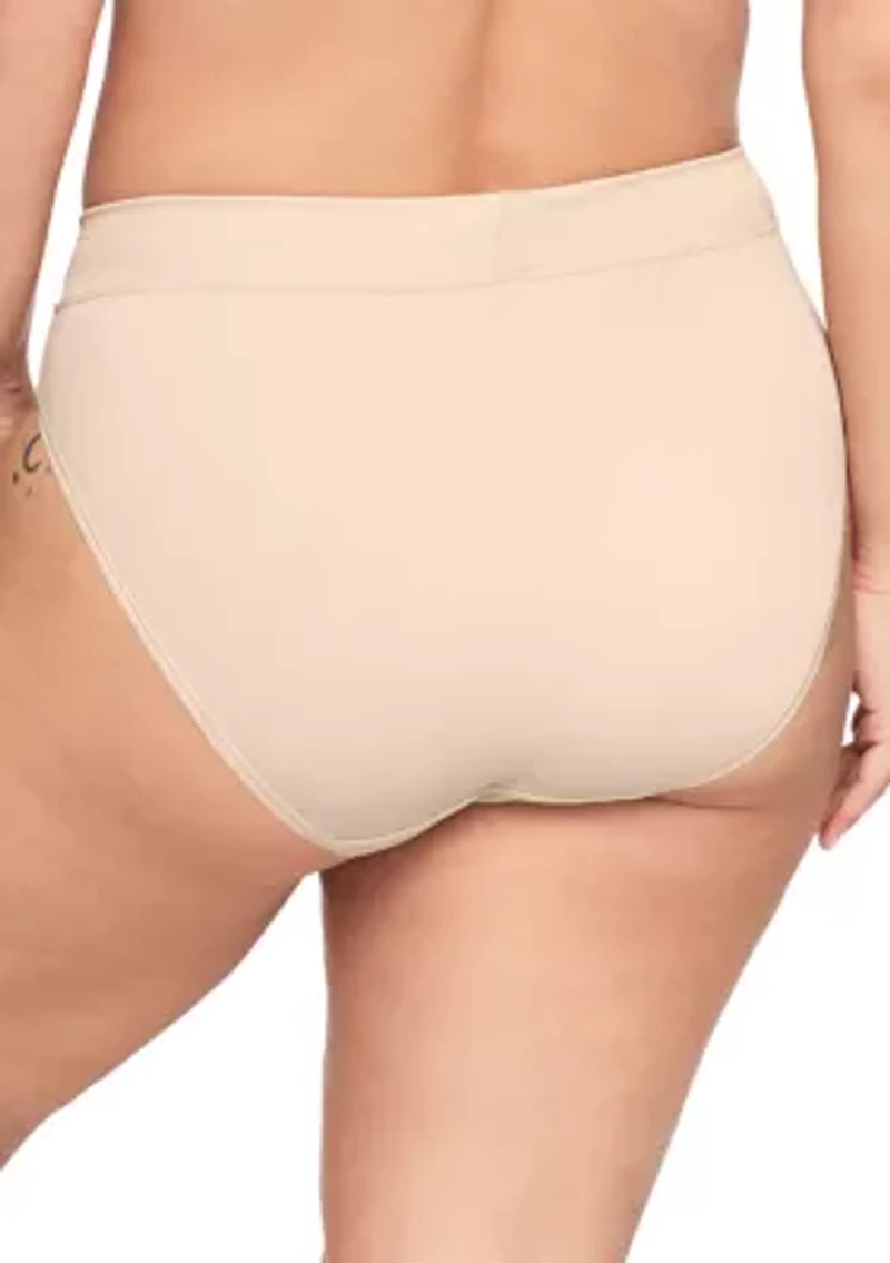 Women's No Pinching, Problem Dig-Free High Waist Ribbed Hi-Cut Panty