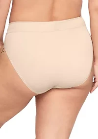 Women's No Pinching, Problem Dig-Free High Waist Ribbed Hi-Cut Panty