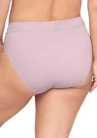 Women's No Pinching, Problem Dig-Free High Waist Ribbed Hi-Cut Panty