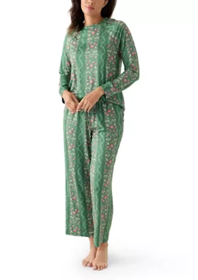 Annie Printed Long Sleeve Top and Pant Pajama Set