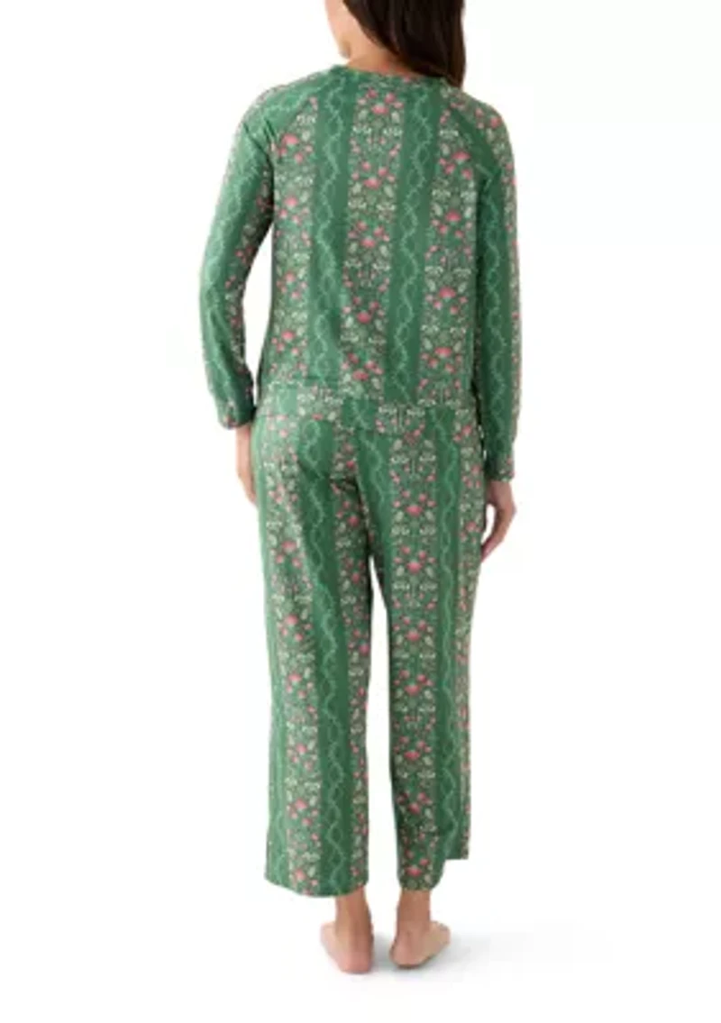 Annie Printed Long Sleeve Top and Pant Pajama Set
