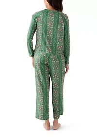 Annie Printed Long Sleeve Top and Pant Pajama Set