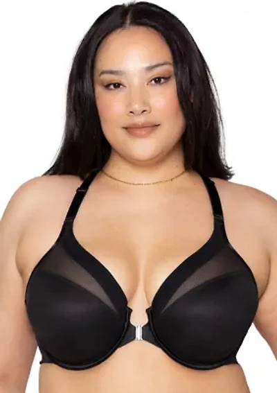 Sheer Mesh Front Close Racerback T-Shirt Bra