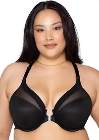 Sheer Mesh Front Close Racerback T-Shirt Bra