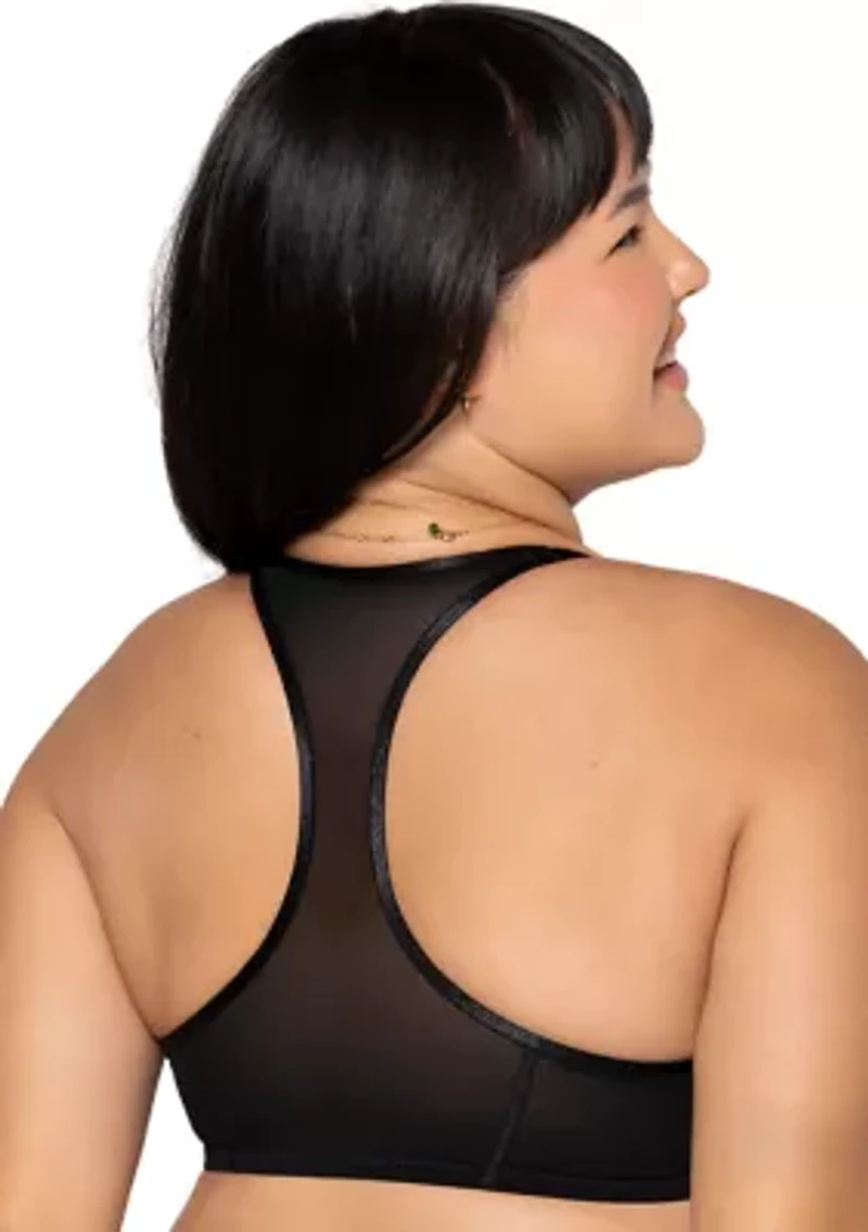 Sheer Mesh Front Close Racerback T-Shirt Bra