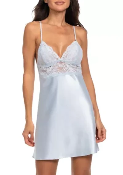 Women's Sleeveless Short Bridal Chemise with Lace Detail