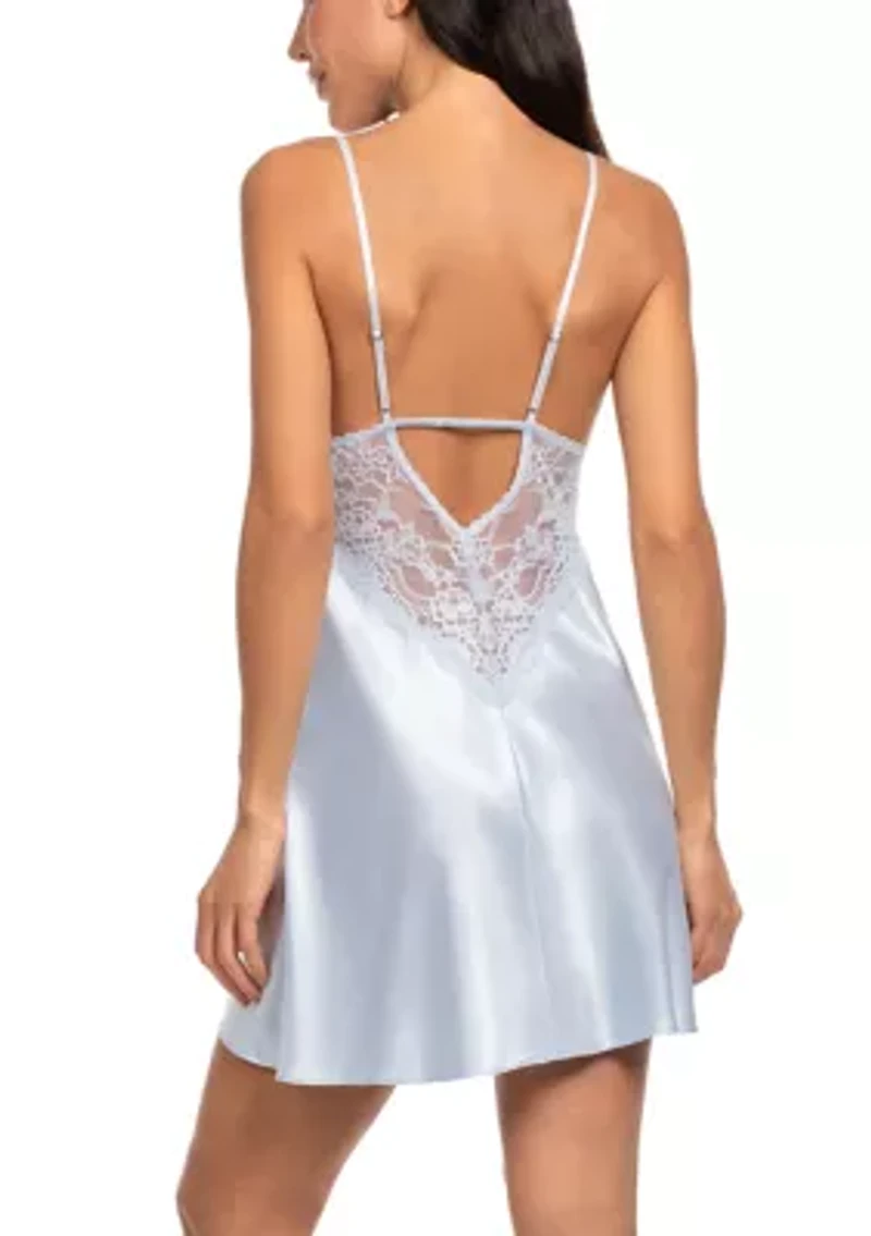 Women's Sleeveless Short Bridal Chemise with Lace Detail