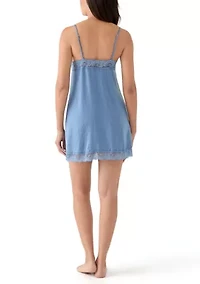June Lace Trim Satin Chemise