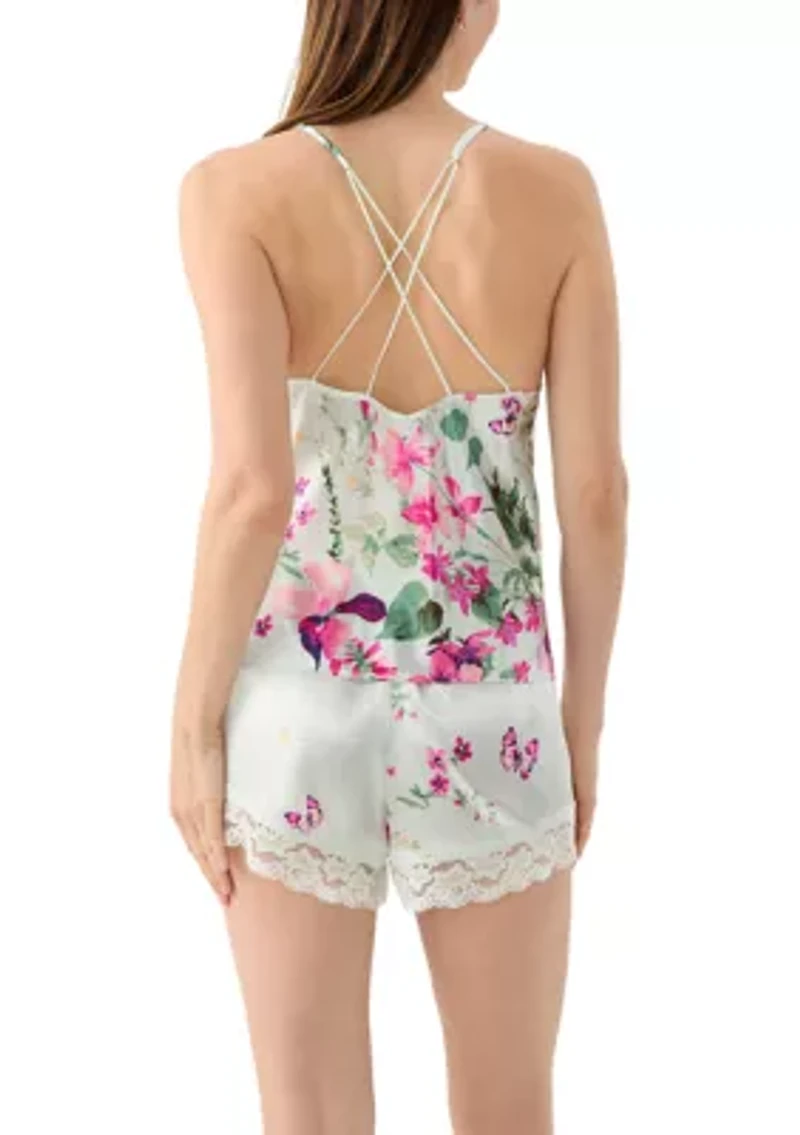 Lena Printed Satin Cami Top and Shorts Set