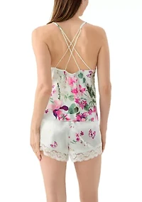 Lena Printed Satin Cami Top and Shorts Set
