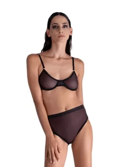Lustrous Sheer Plunge Underwire Bra