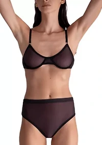 Lustrous Sheer Plunge Underwire Bra
