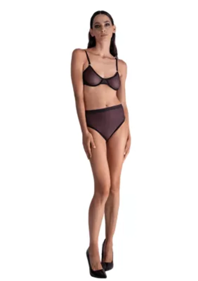 Lustrous Sheer Plunge Underwire Bra