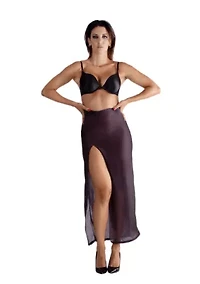 Lustrous Sheer High-waisted Maxi Skirt With Side Slit