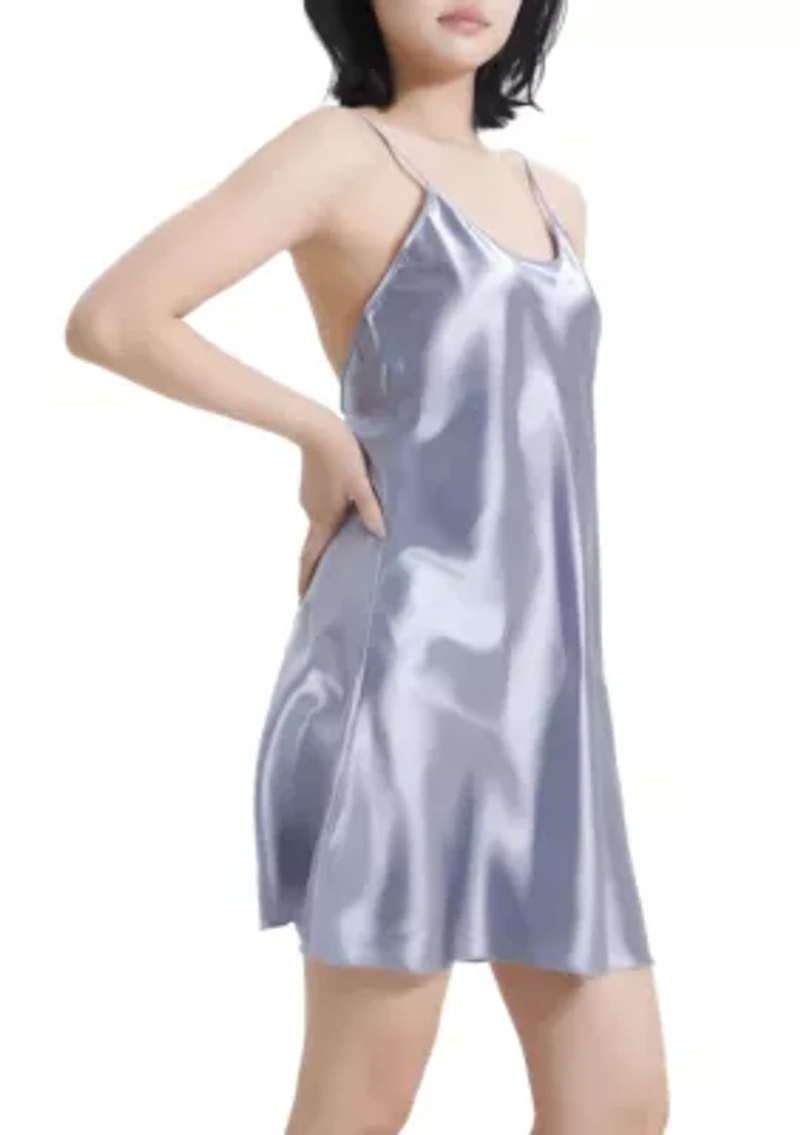 Lustrous Silky Shiny Satin Mini Slip Dress