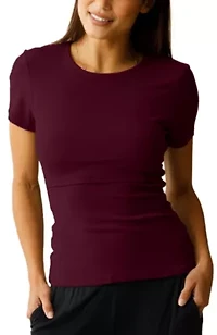 Ribbed Crew Neck Nursing T-shirt