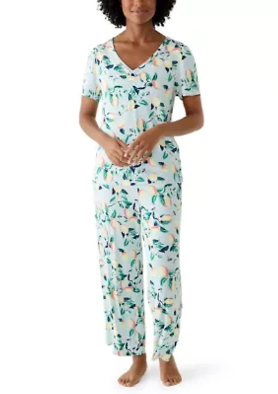 Women's Ribbed Shirt and Pants Pajama Set