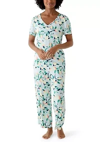 Women's Ribbed Shirt and Pants Pajama Set