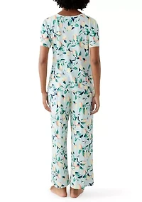 Women's Ribbed Shirt and Pants Pajama Set