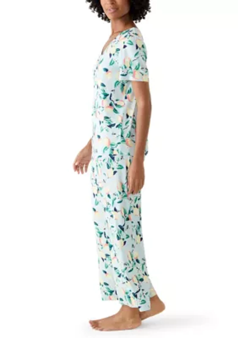 Women's Ribbed Shirt and Pants Pajama Set