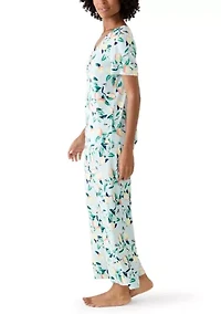 Women's Ribbed Shirt and Pants Pajama Set