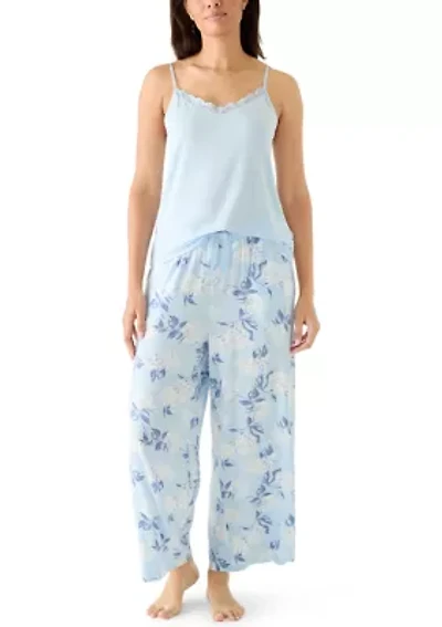 Women's Lace Tank Top and Pants Pajama Set