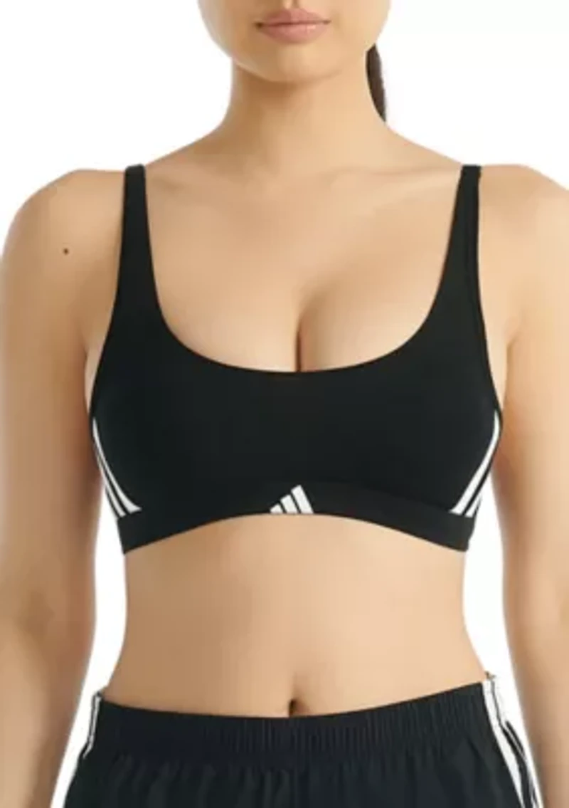 Essentials Cotton Three-Stripe Scoop Bralette with Removable Cookies