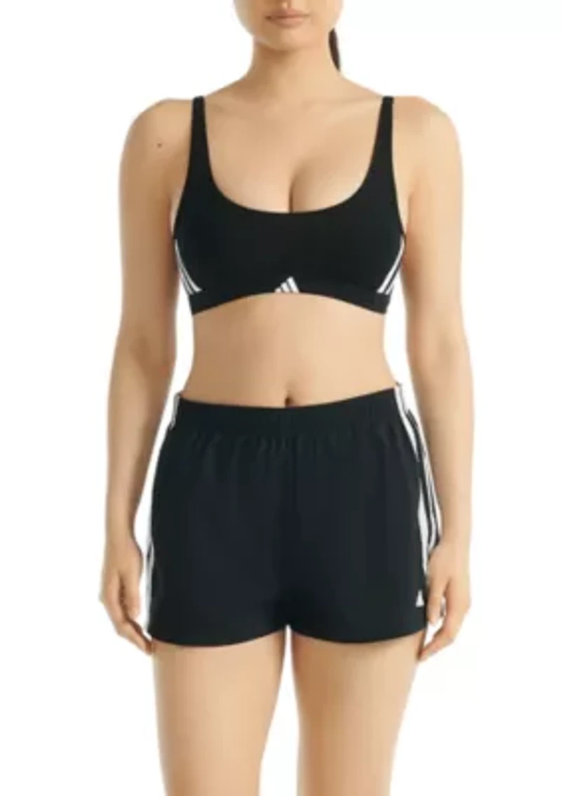 Essentials Cotton Three-Stripe Scoop Bralette with Removable Cookies