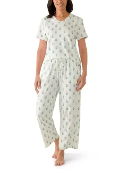 Women's Short Sleeve and Pants Pajama Set