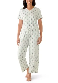Women's Short Sleeve and Pants Pajama Set