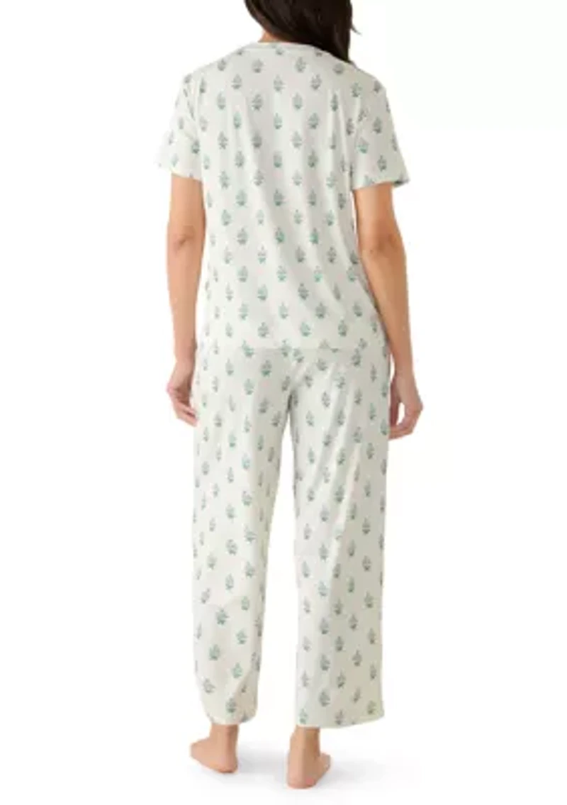 Women's Short Sleeve and Pants Pajama Set